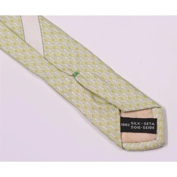 Salvatore Ferragamo Light Green Seahorses Print Design Silk Necktie Tie - Picture 6 of 8